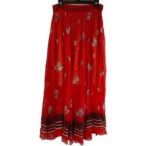Philosophy Di Lorenzo Serafini Maxi Layered Skirt IT 44 US 8 Red Black Pink Blue